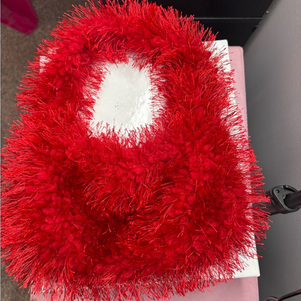 Vibrant Red Fuzzy bag